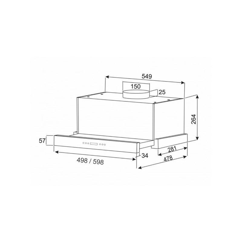 Вытяжка Exiteq EX-1146 White - схема с размерами