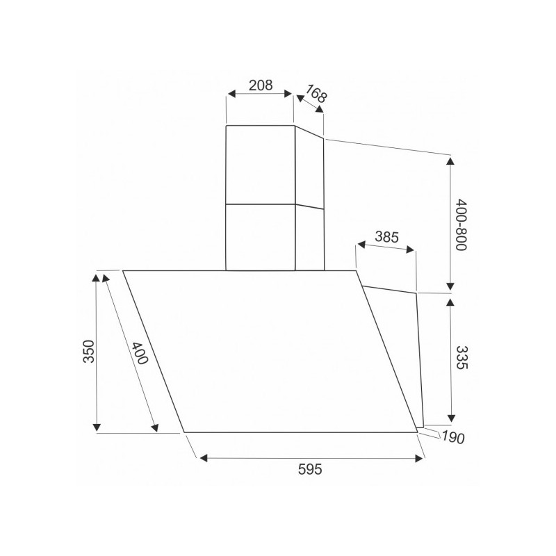 Вытяжка Exiteq EX-1156 Black - схема с размерами