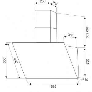 Вытяжка Exiteq EX-1166 Black - схема с размерами