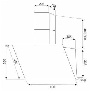 Вытяжка Exiteq EX-1155 White - схема с размерами