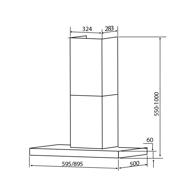 Вытяжка Exiteq EX-1096 Inox - схема с размерами