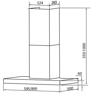 Вытяжка Exiteq EX-1096 Inox - схема с размерами