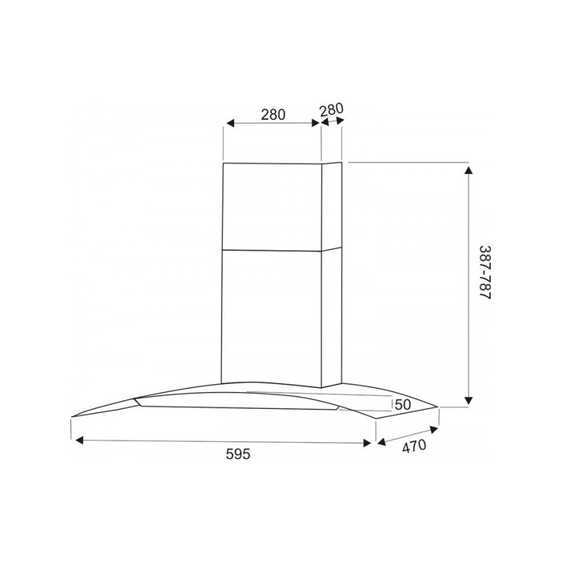 Вытяжка Exiteq EX-1036 Sensor Inox - схема с размерами