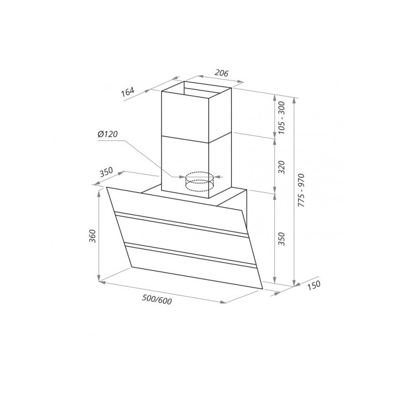 Вытяжка Maunfeld Bridge Line 60 Black/Satin схема