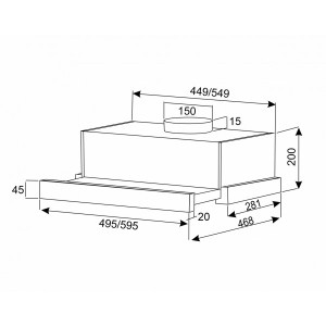 Вытяжка Exiteq EX-1075 Inox - схема с размерами