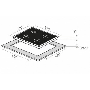 Размеры варочной панели Maunfeld EVI.594.FL2(S) Grey