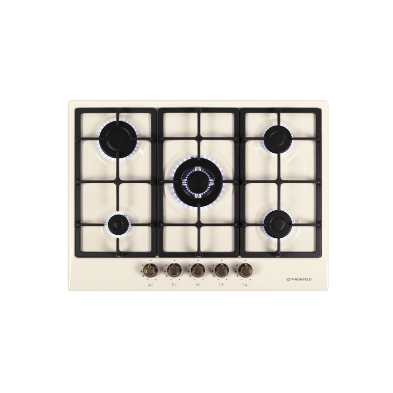 Газовая варочная панель Maunfeld EGHE.75.33CBG2.R/G Ivory вид сверху
