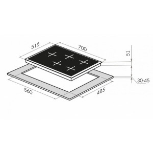Размеры варочной панели Maunfeld EGHE.75.33CB.R/G Black