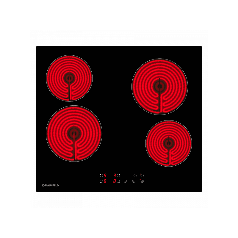 Варочная поверхность Maunfeld EVCE.594 Black в включенном состоянии