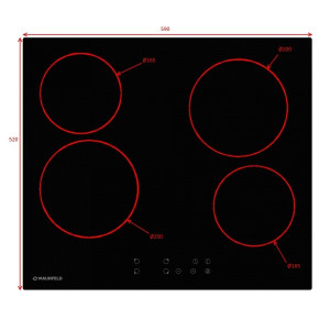Диаметр конфорок варочной панели Maunfeld EVCE.594 Black