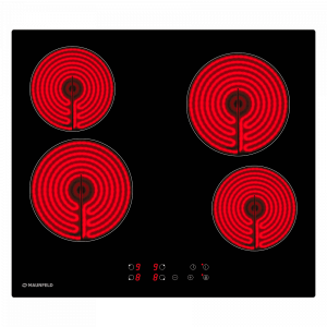 Варочная поверхность Maunfeld EVCE.594 Black в включенном состоянии