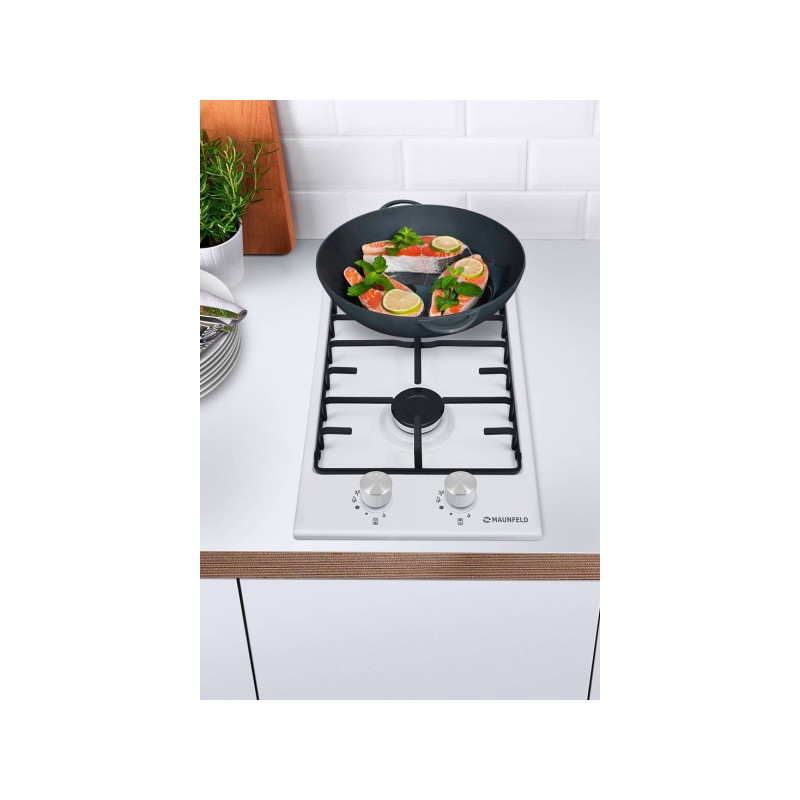 Газовая варочная панель Maunfeld EGHE.32.3EW/G White в интерьере