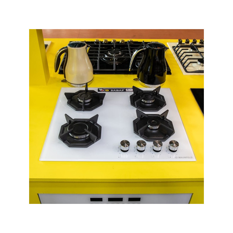 Maunfeld EGHG.64.2CW/G White в сочетании с желтой рабочей поверхностью