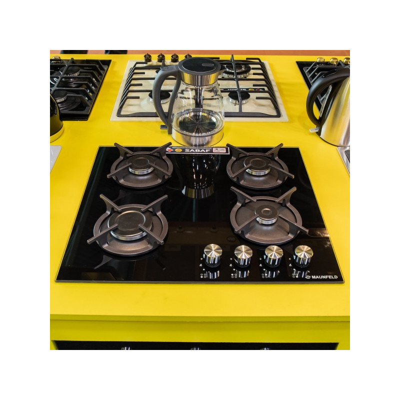 Maunfeld EGHG.64.1CB/G Black в сочетании с желтой рабочей поверхностью