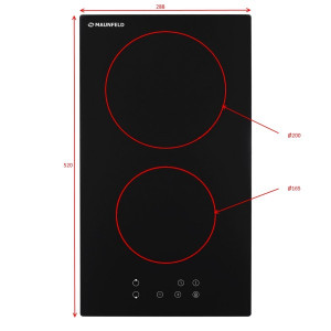 Диаметр конфорок варочной панели Maunfeld EVCE.292 Black