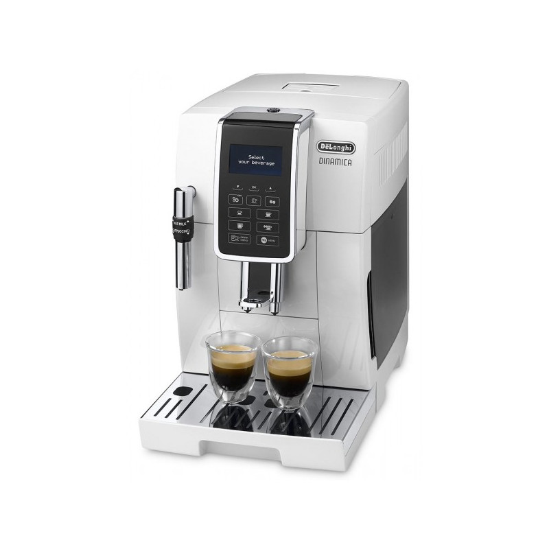 Вид сбоку на кофемашину DeLonghi Dinamica ECAM350.35.W