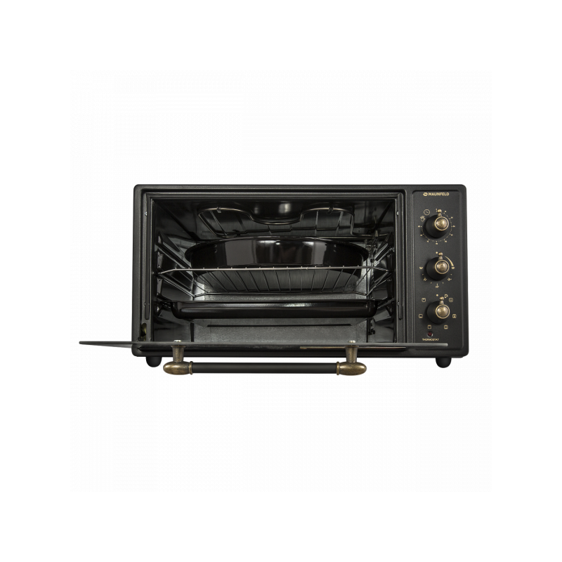 Мини-печь Maunfeld СEMOA.456.RBG Black с открытой дверцей