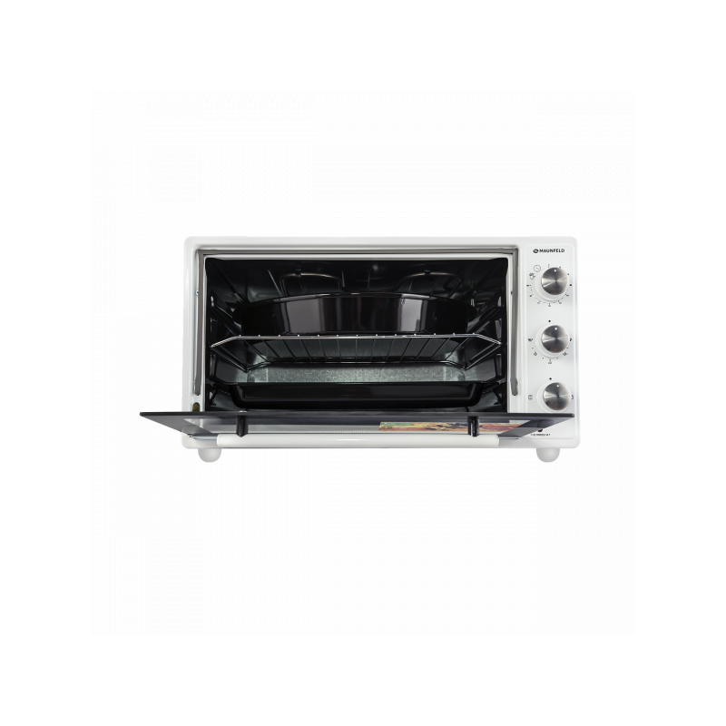 Мини-печь Maunfeld СEMOB.363.W White с открытой дверцей