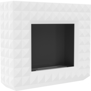 Вид слева биокамина Kratki Egzul белый (с сертификатов TUV)