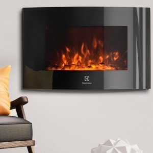 Электрокамин Electrolux EFP/W-1200URLS Black на стене