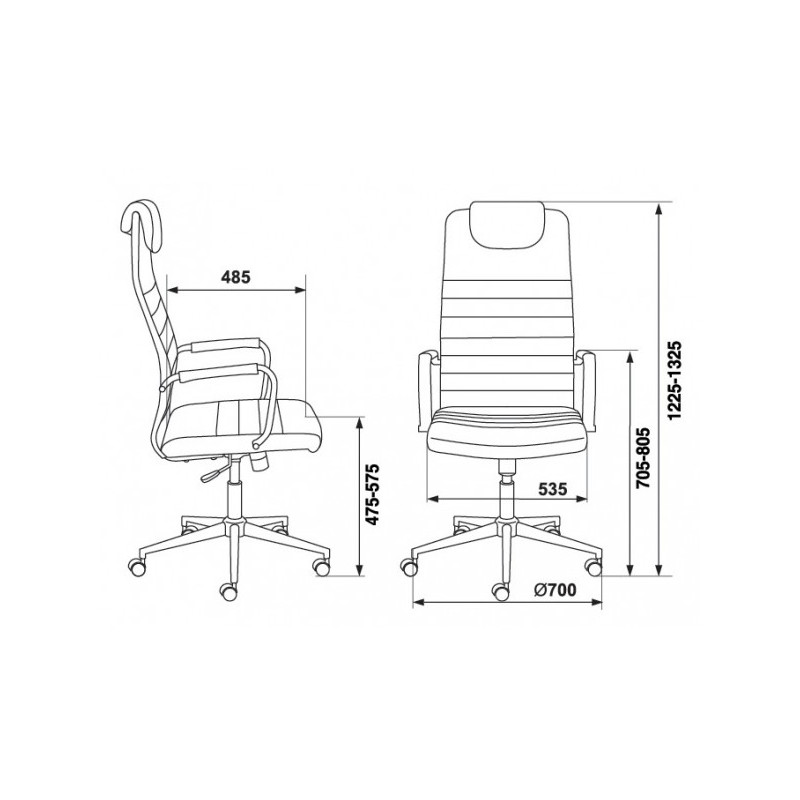 Кресло компьютерное Бюрократ KB-9N ECO черный схема с размерами