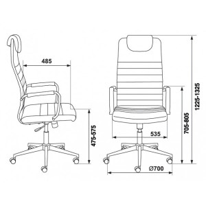 Кресло компьютерное Бюрократ KB-9N ECO черный схема с размерами