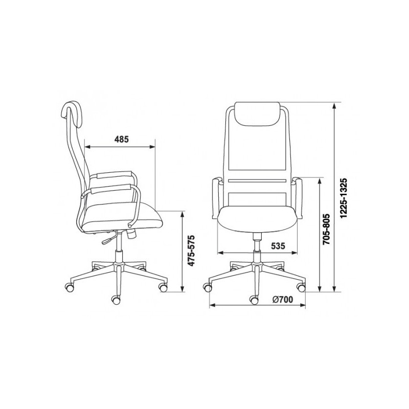 Кресло компьютерное Бюрократ KB-9N серый размеры