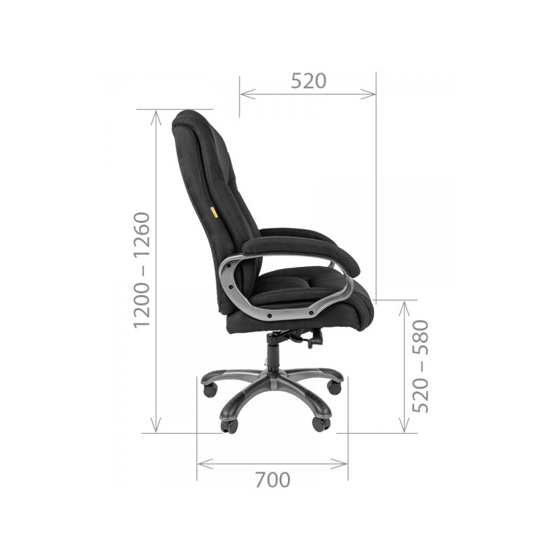Кресло компьютерное Chairman 410 серый размеры сбоку