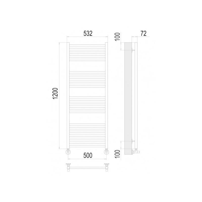 Полотенцесушитель Terminus Аврора П22 500x1200 НП (1/2") схема