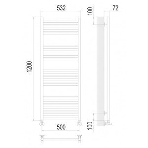 Полотенцесушитель Terminus Аврора П22 500x1200 НП (1/2") схема