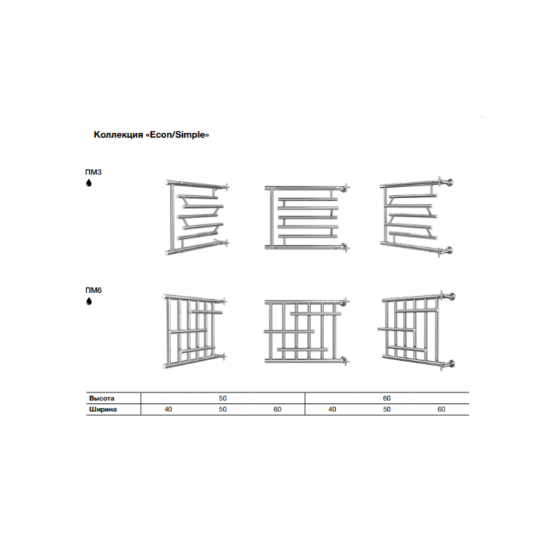 Размеры полотенцесушителей Ника ПМ3