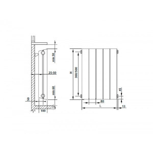 Радиатор биметаллический Royal Thermo Pianoforte 500 Silver Satin (10 секций) схема