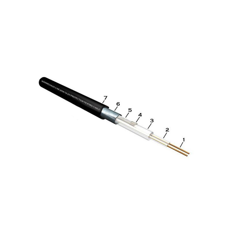 Нагревательный кабель Warmehaus CAB 20W UV Protection 53.5 м 1070 Вт в разрезе