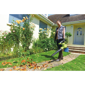 Воздуходувка-пылесос электрическая Ryobi RBV3000CSV в процессе работы